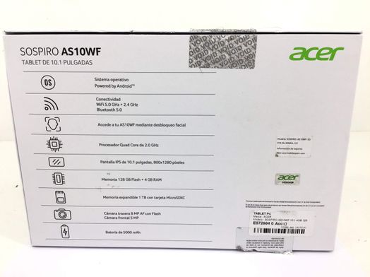 tablet pc acer sospiro as10wf 10.1 4gb 128gb wifi