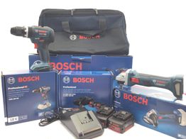 taladro a bateria bosch kit taladro professional gsb 18v-55 + amoladora gws 18v-7