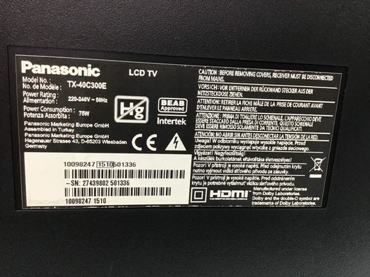 televisor led 40” panasonic tx-40c300e